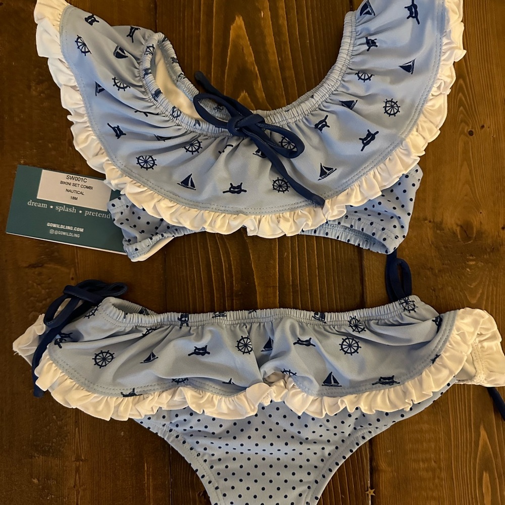 Well Dressed Wolf Wildling Bikini Set Combi Nautical SW001C NWT!